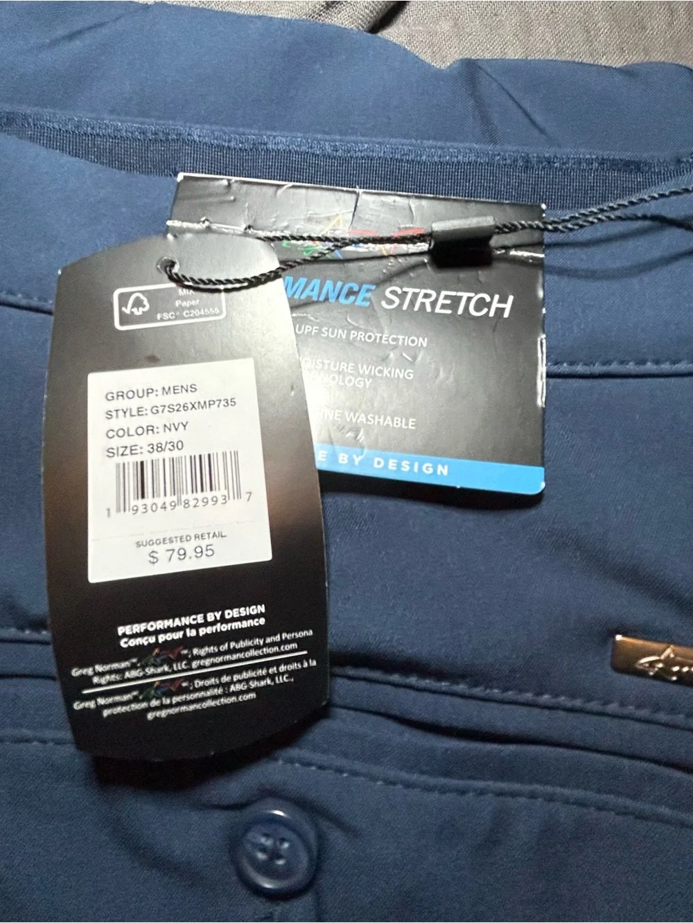 Greg Norman Collection Dark Navy Performance Flat Front Pants